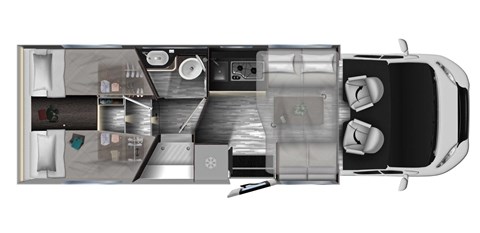Grundriss Mobilvetta Kea P 86 – 7,47 m, Einzelbetten, teilintegriert