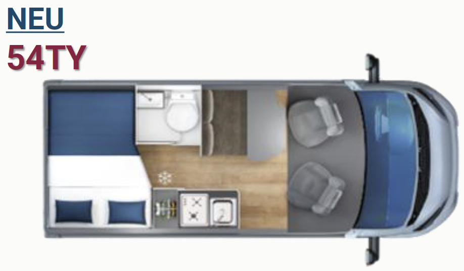 GiottiVan 54TY Young Grundriss – günstiger Campervan 5,40 m
