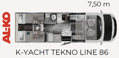 Grundriss Mobilvetta K-Yacht Tekno Line 86 – 7,50 m