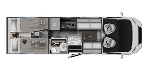 Grundriss Mobilvetta Kea Kompakt 64 – 6,99 m, Einzelbetten