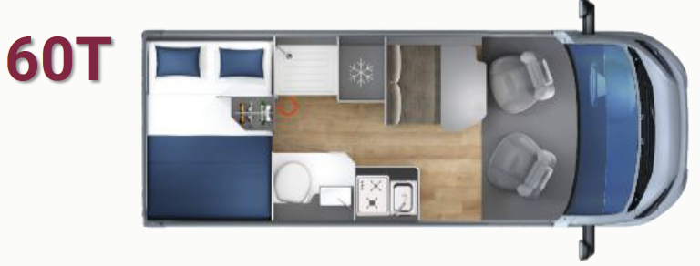 GiottiVan 60T Grundriss – Kastenwagen 5,99 m mit Querbett