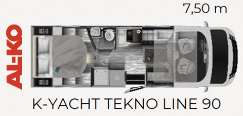 Grundriss Mobilvetta K-Yacht Tekno Line 90 – 7,50 m